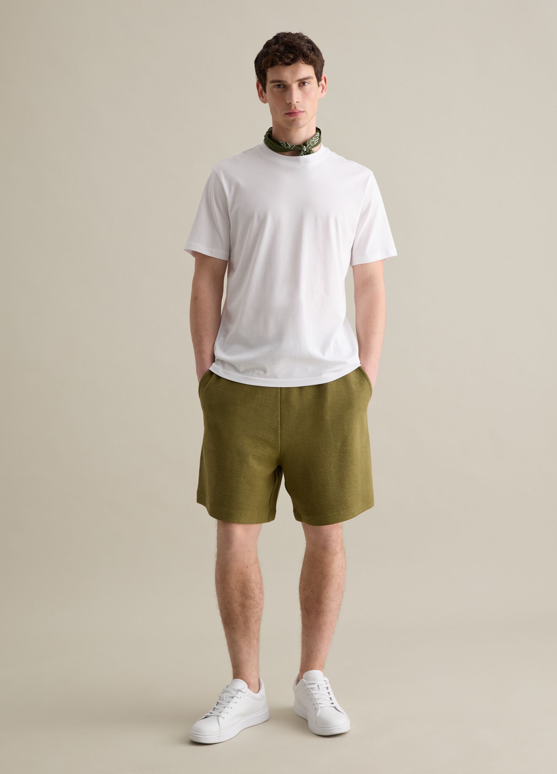 Green cotton Bermuda shorts by Piombo