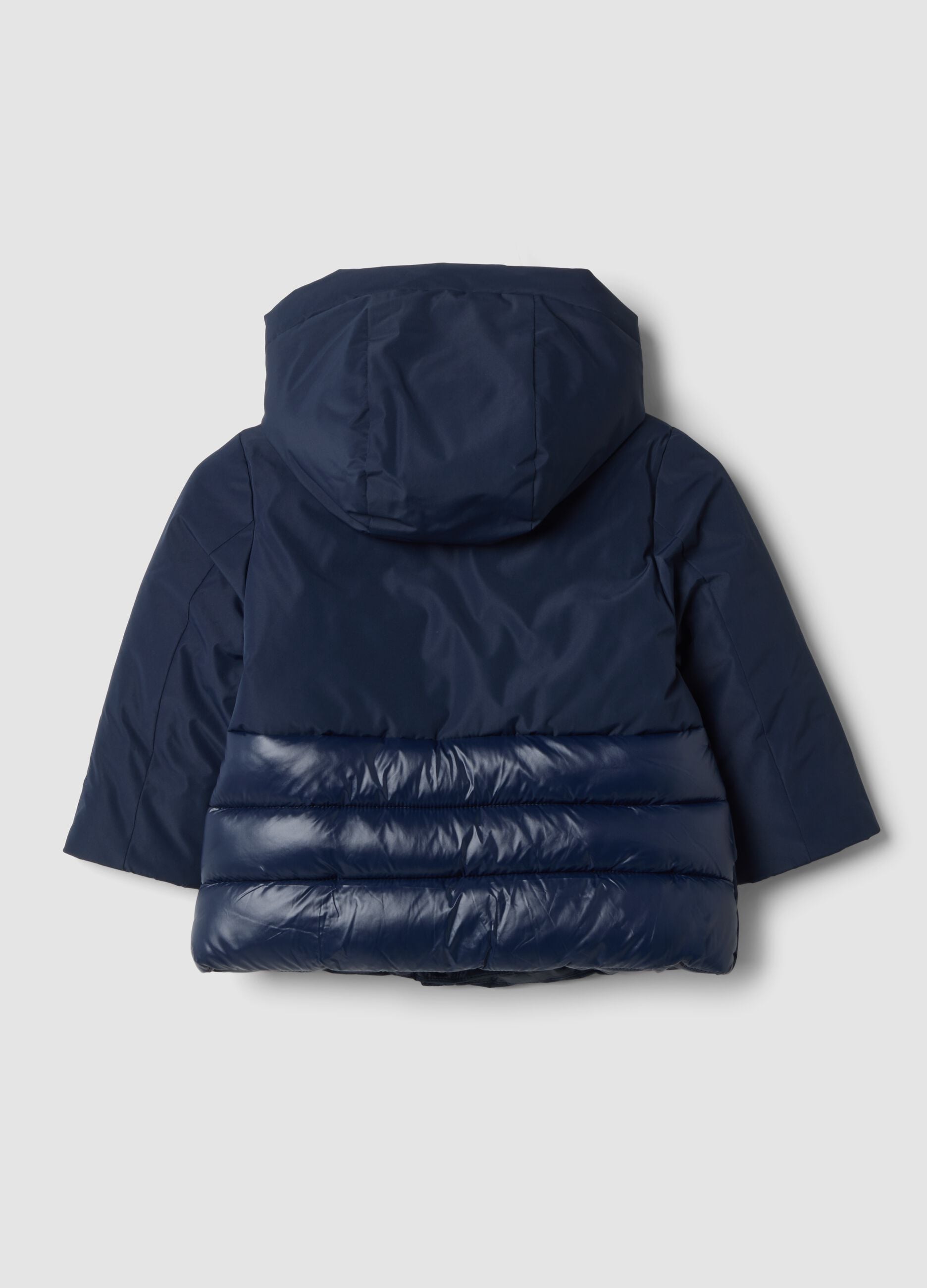 Navy padded hooded jacket, regular fit