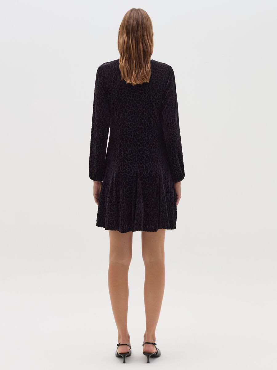 Midi dress in animal print velvet devoré_3