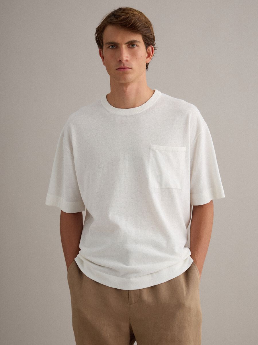 T-shirt bianca in puro cotone a maniche corte regular fit_1