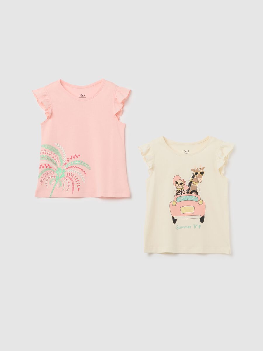 Girls' T-shirt in pure cotton, multicolor, regular fit with prints_0