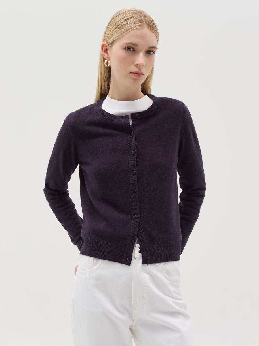 Cardigan with round neckline_0