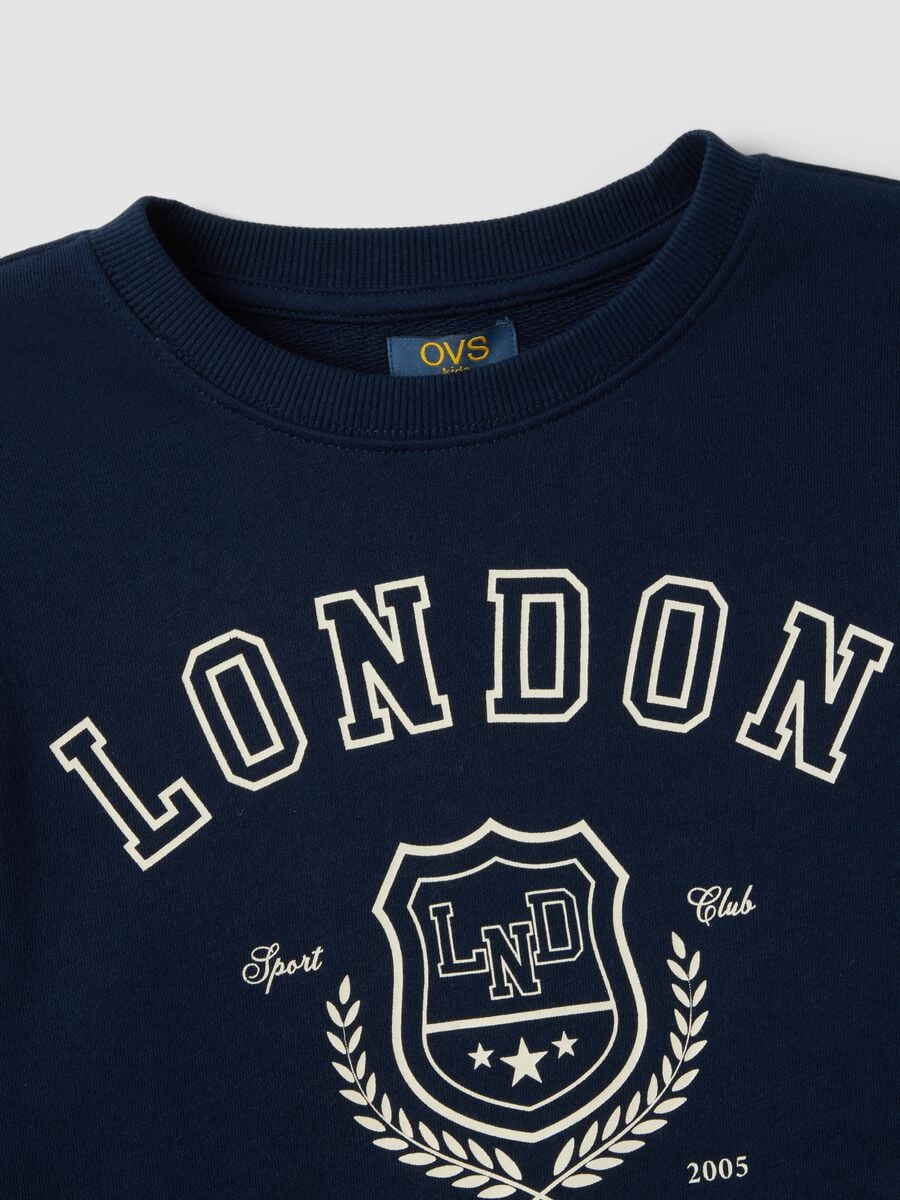 Blue pure cotton crew-neck sweatshirt with print_1
