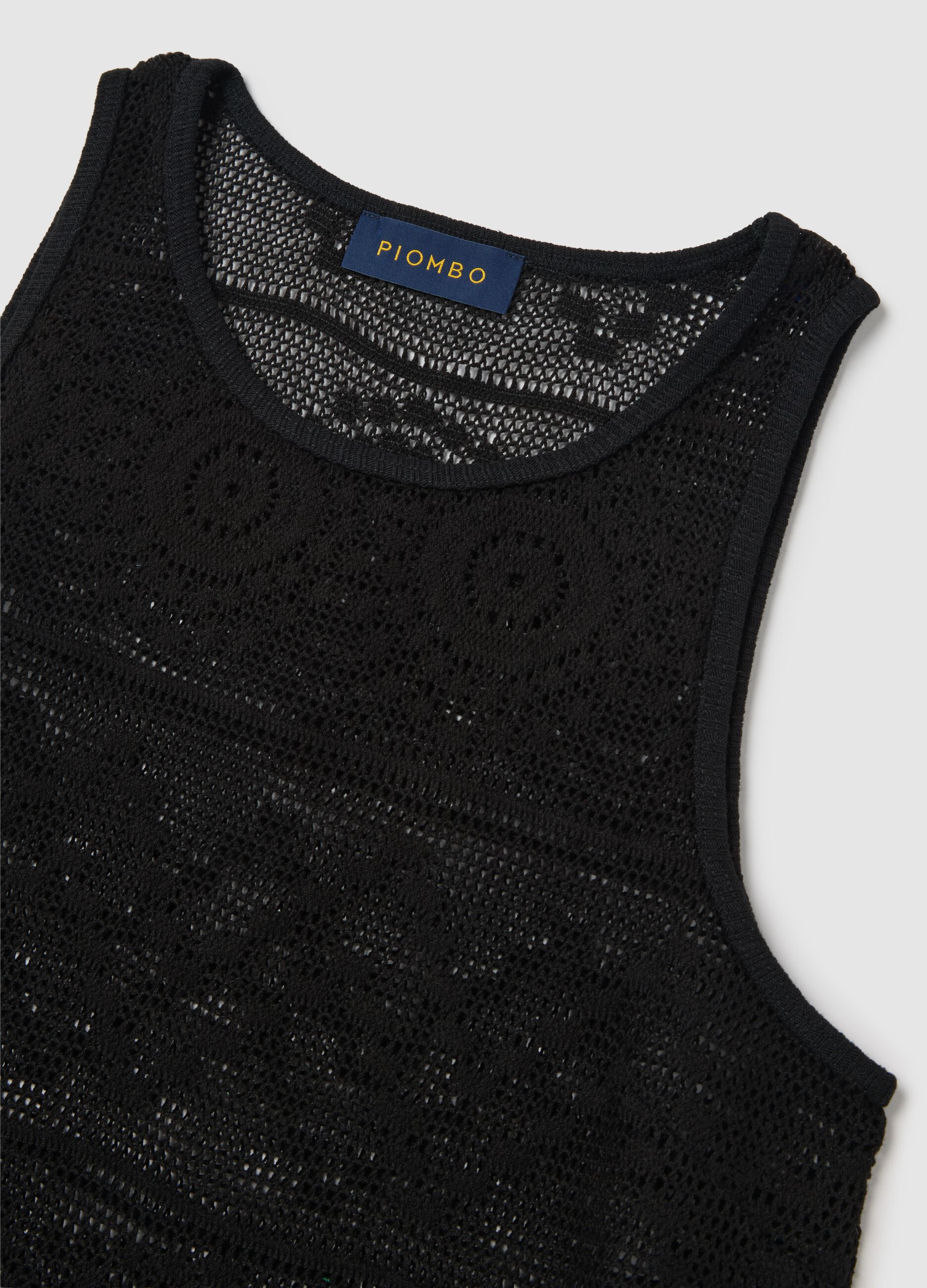Black Crochet Vest Piombo