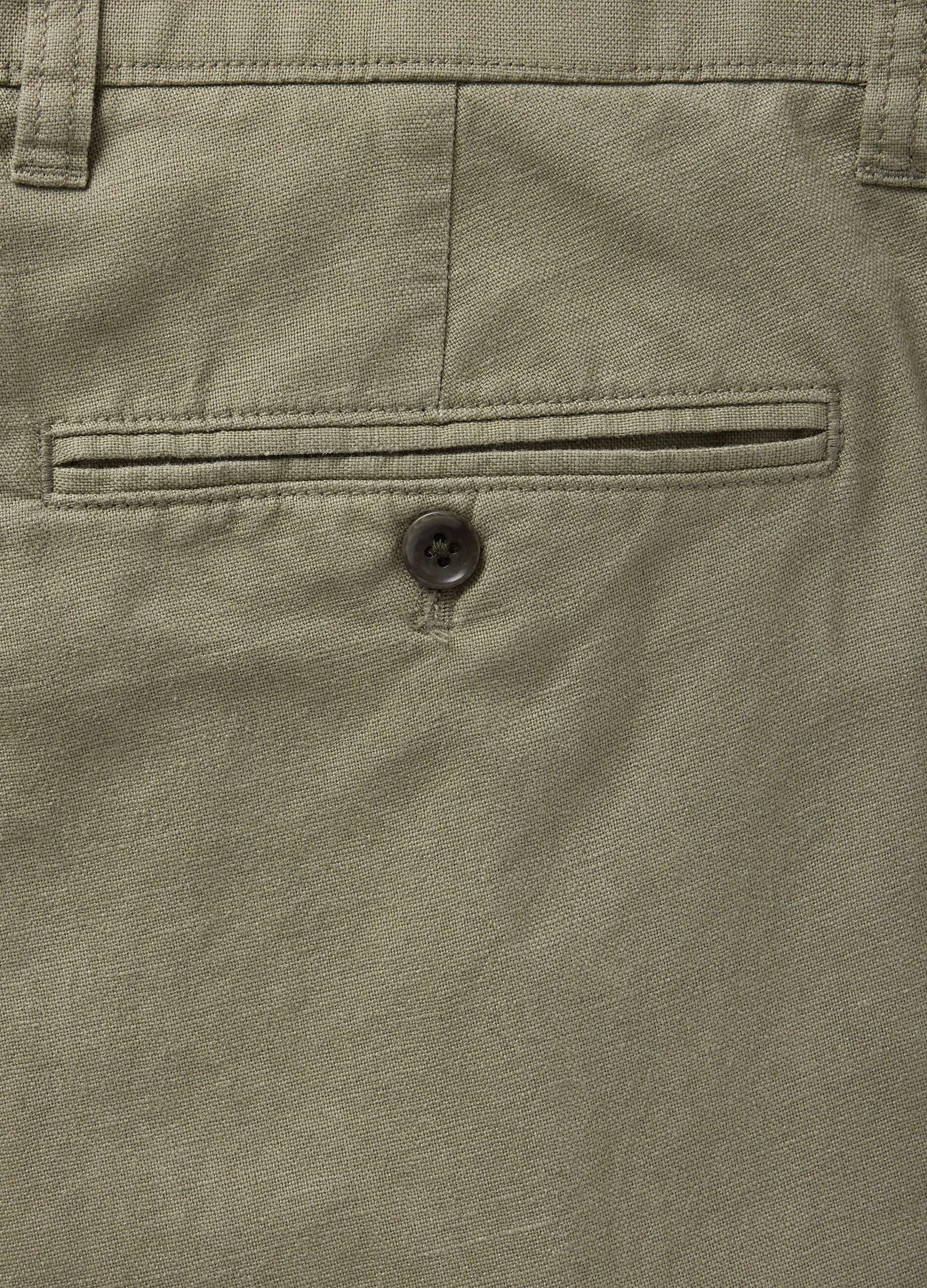 Regular Green Trousers in Linen and Cotton