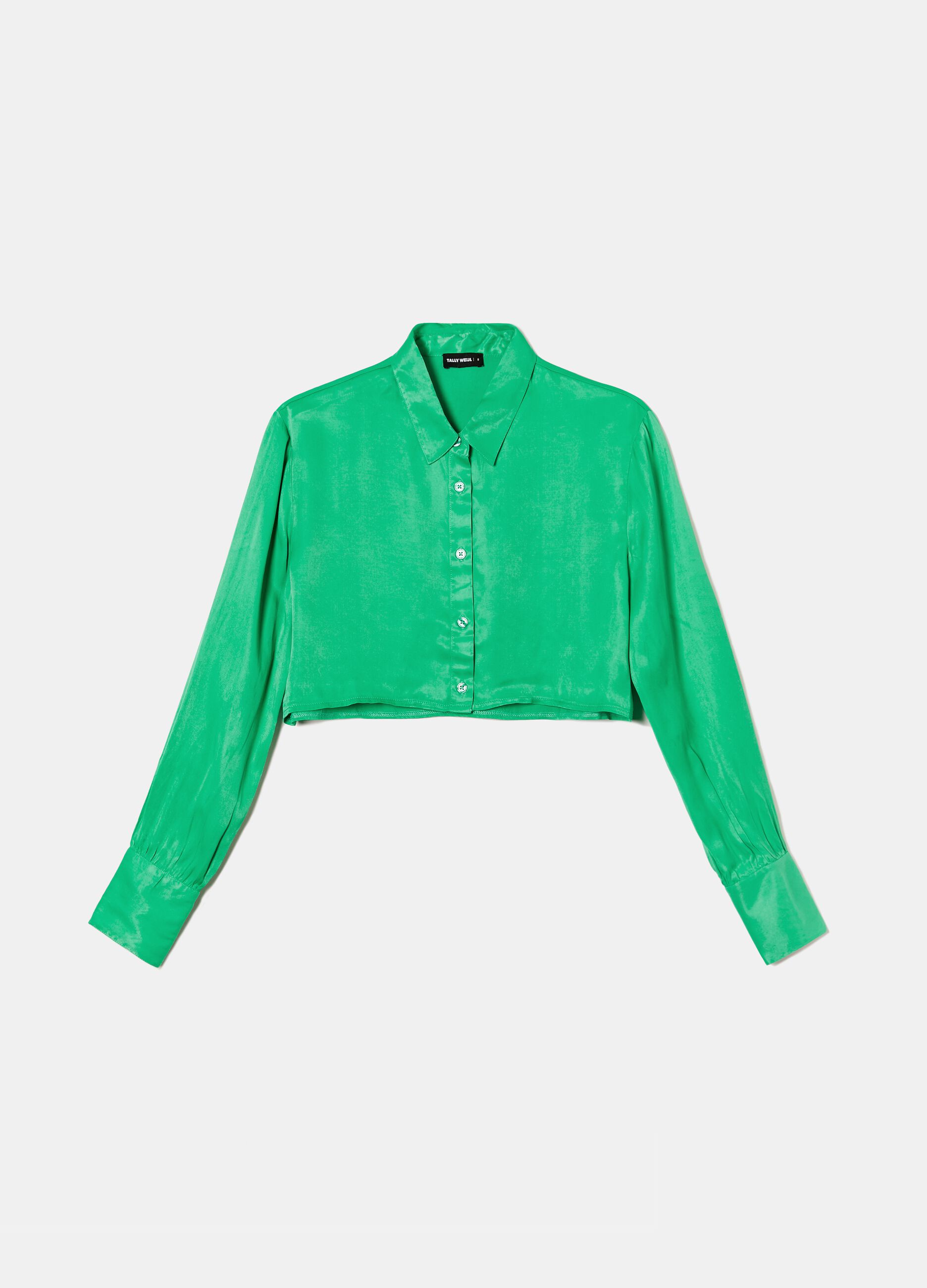 Cropped shirt in viscose