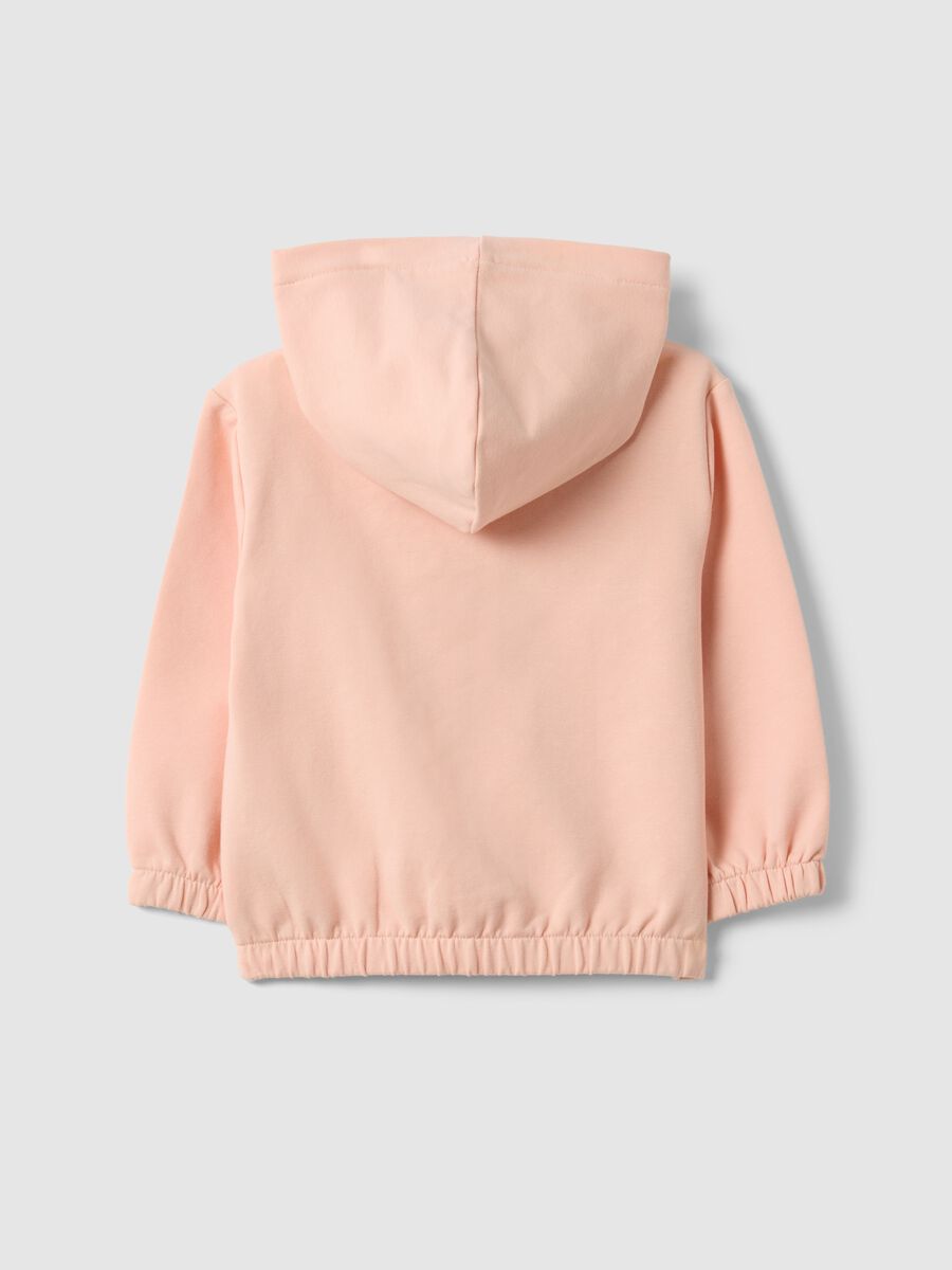 Pink stretch cotton sweatshirt for girls regular fit with flowers_1