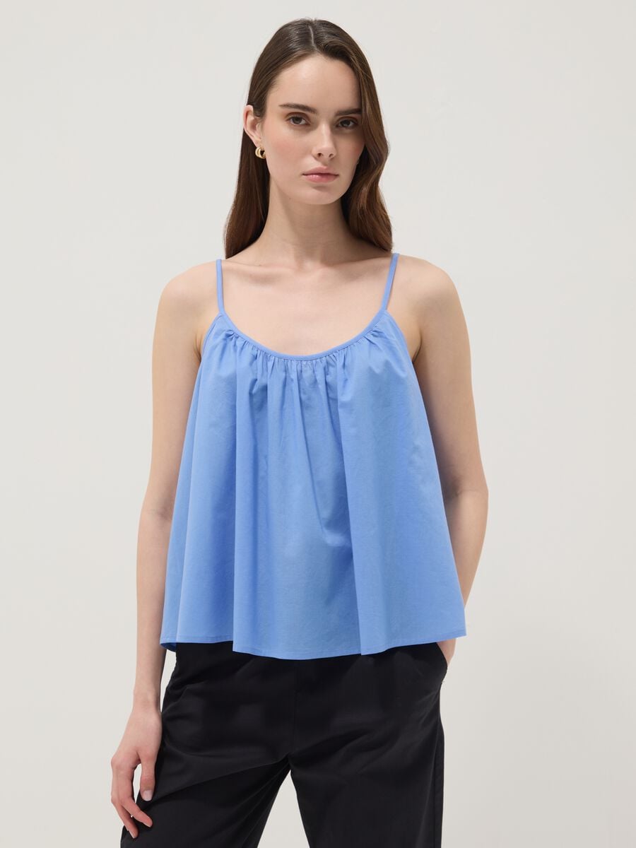 Blue pure cotton camisole with thin straps_1
