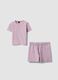 Pink stretch cotton set with T-shirt and shorts_0