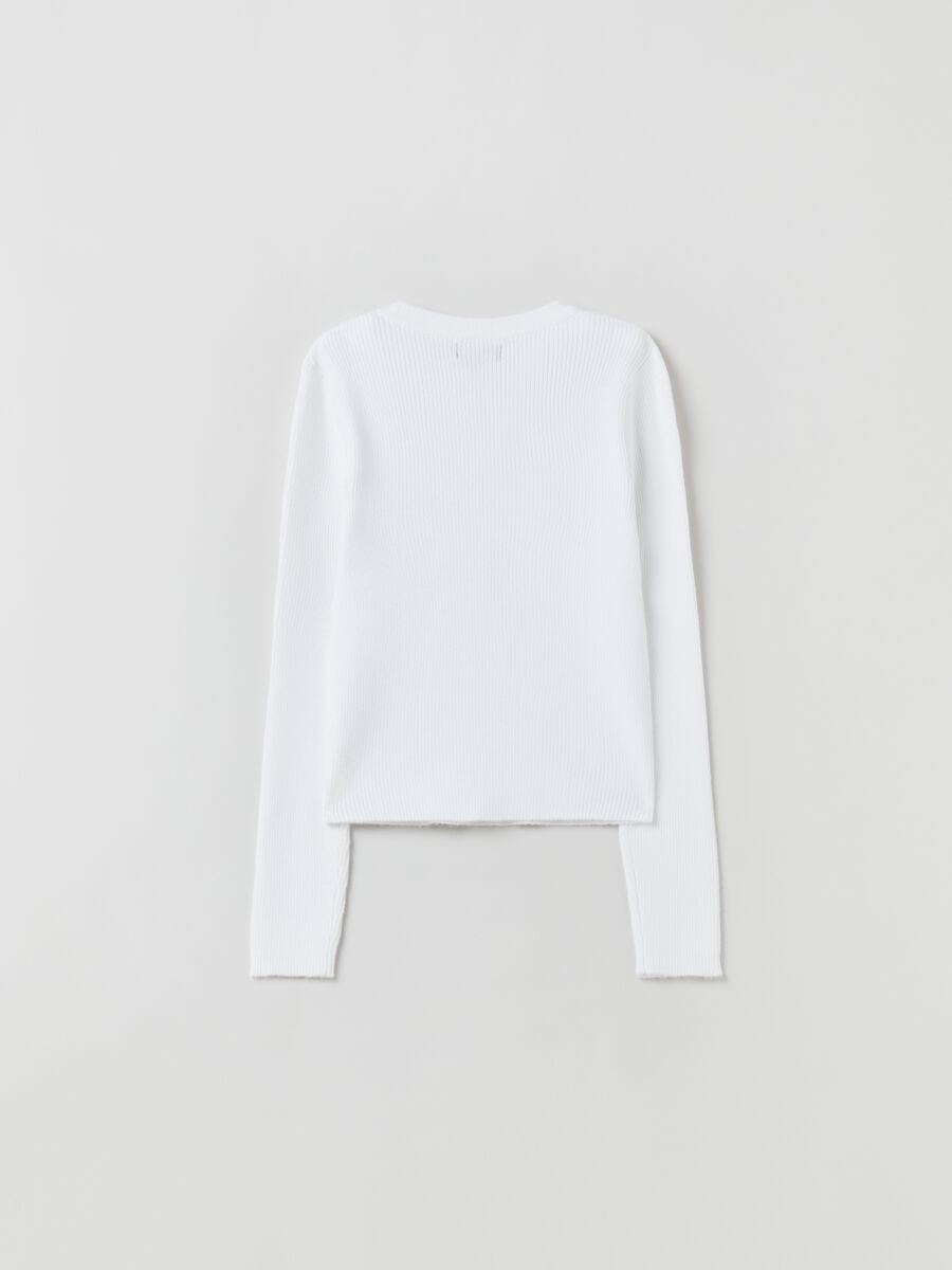 T-shirt a costine con maniche lunghe_1