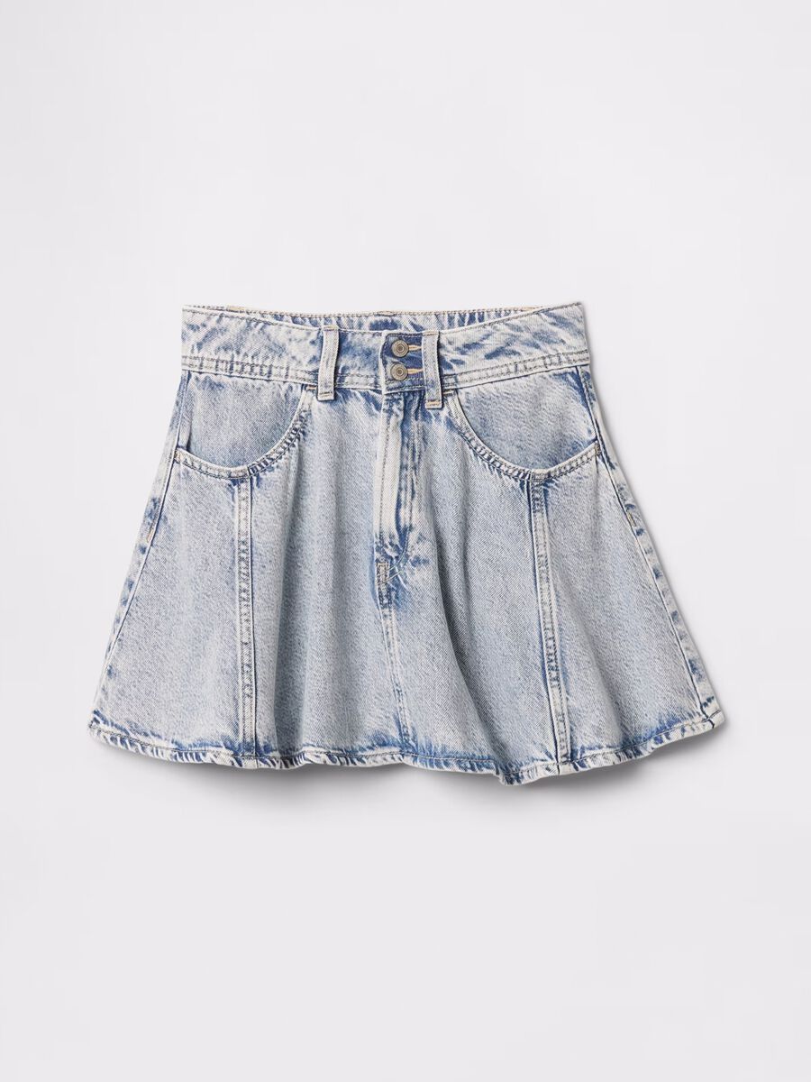 Gonna denim svasata con tasche _2