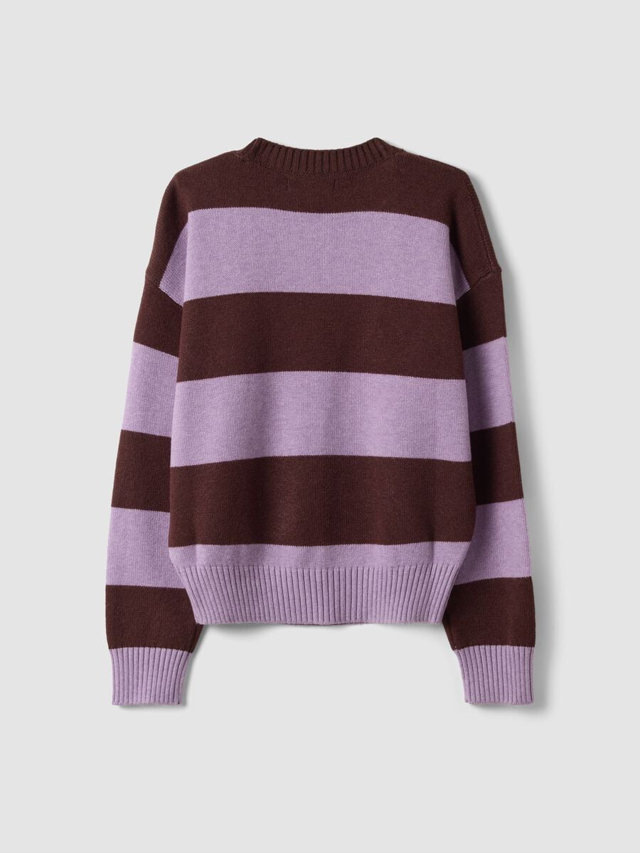 Multicoloured striped viscose-blend jumper with teddy bear embroidery, regular fit_5