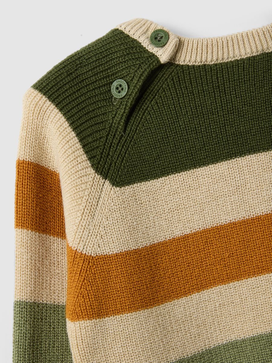 Maglione da bimbo a righe multicolor in misto cotone con bottoni regular fit_3