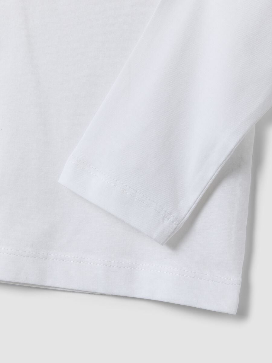 T-shirt bianca in puro cotone organico a girocollo per bambino regular fit_3