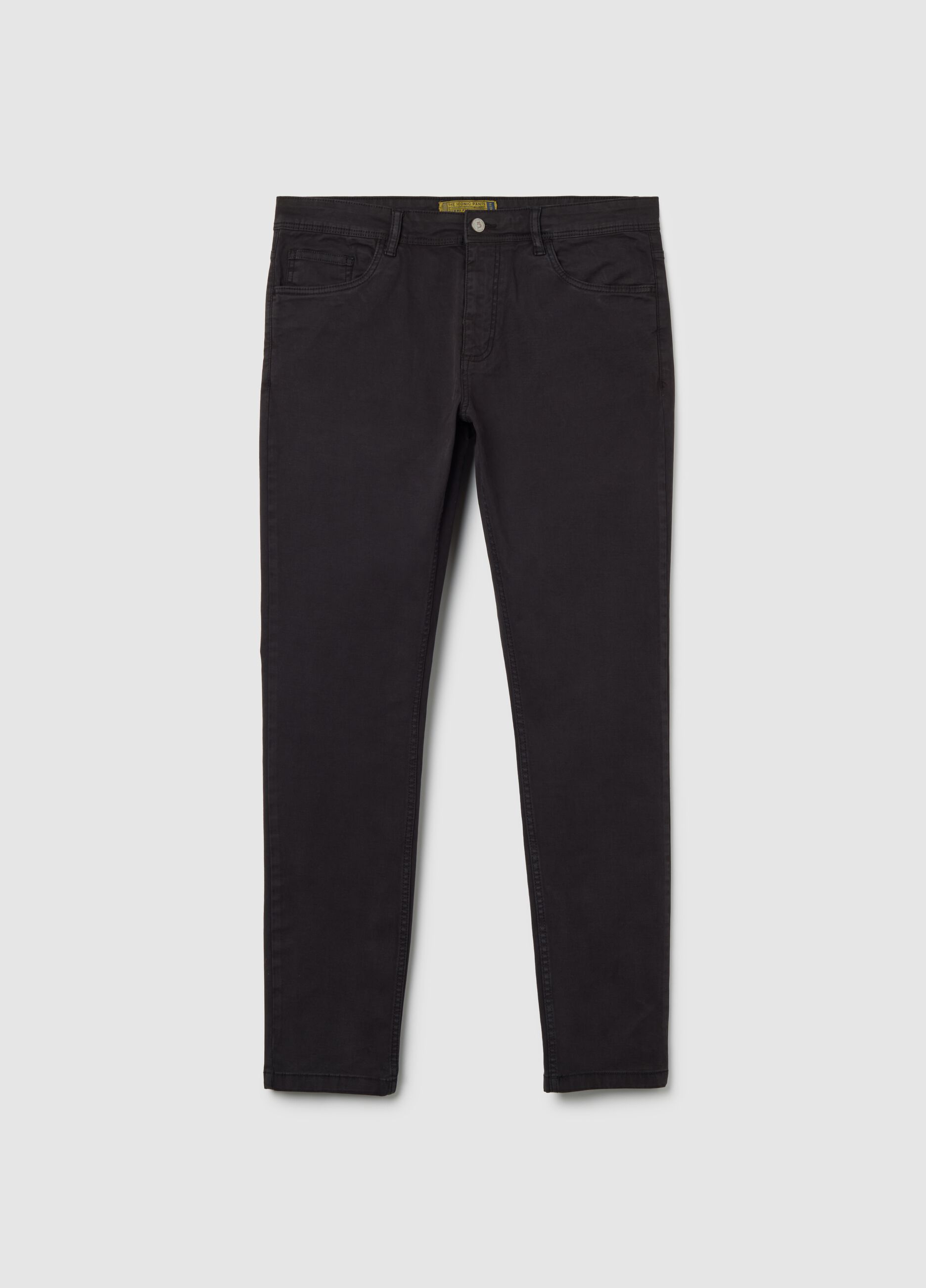 Black Stretch Cotton Skinny Fit Trousers
