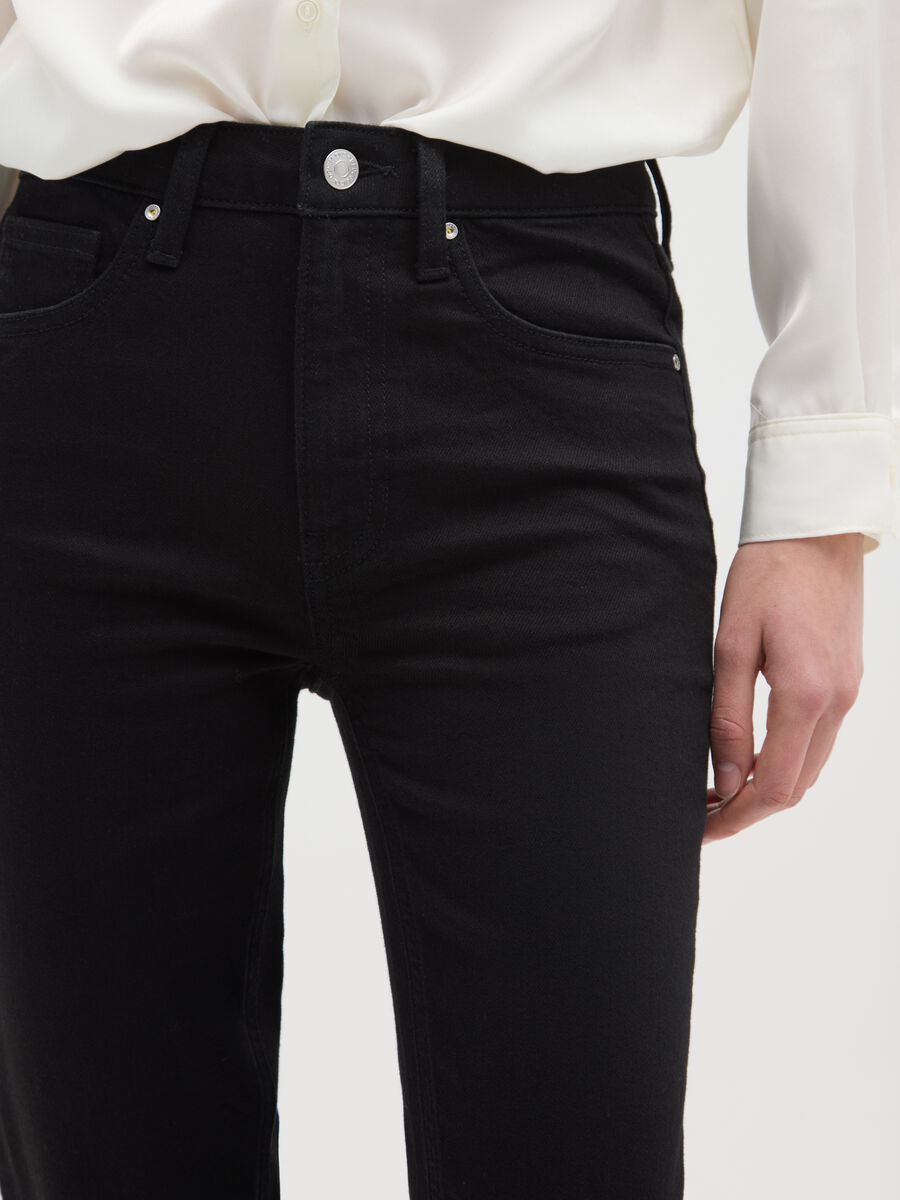 Black wide leg jeans in stretch cotton_3