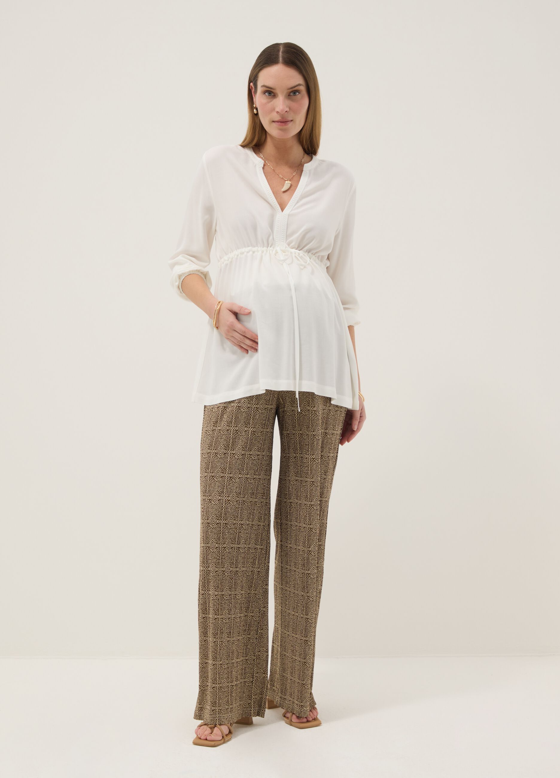 Brown maternity trousers relaxed fit
