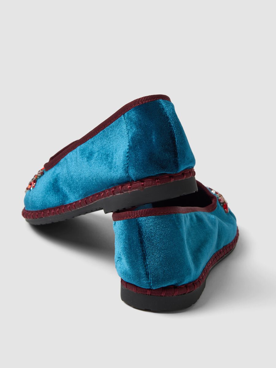 Blue Friulane slippers with jewel floral embroidery_2