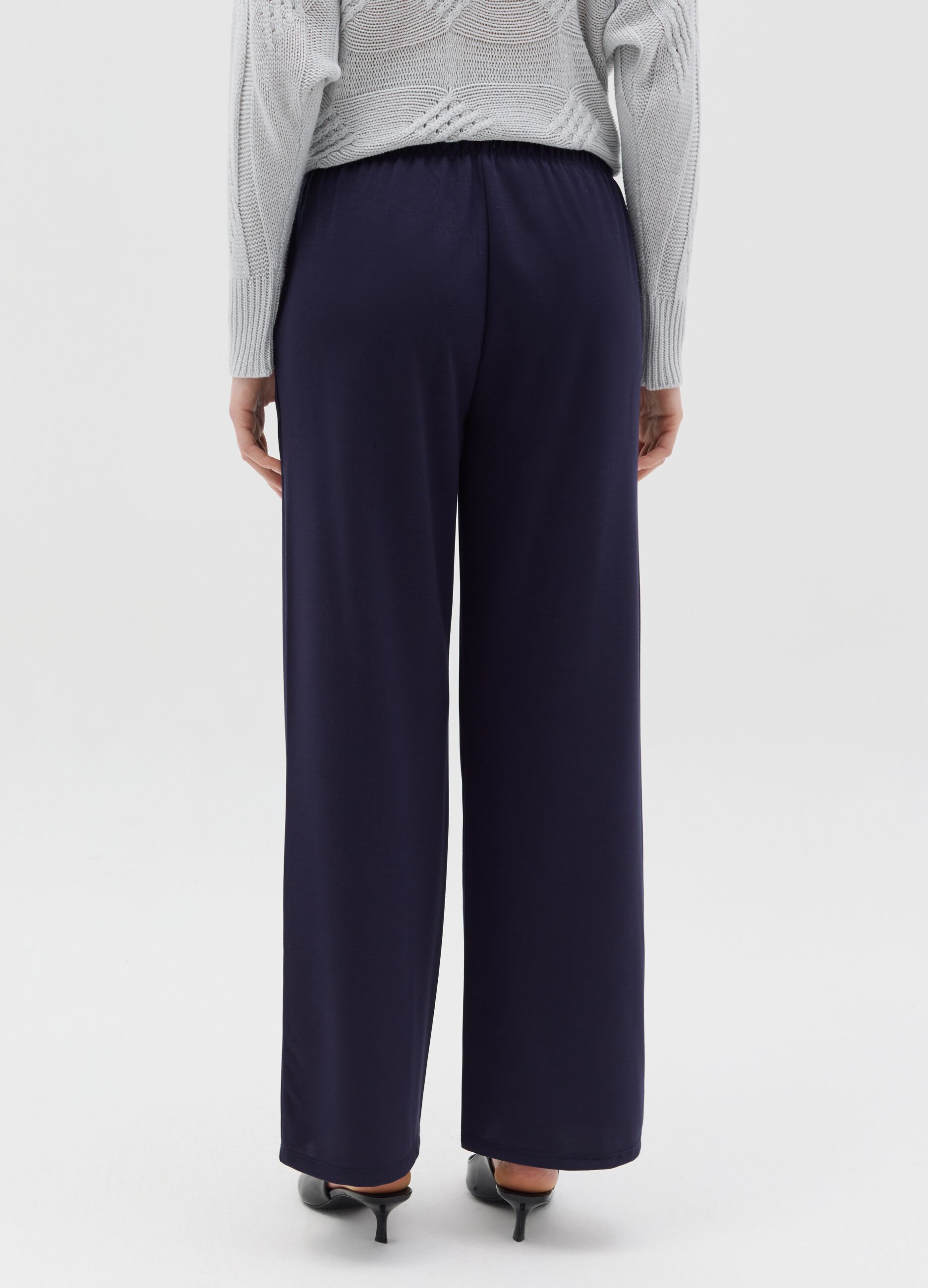 Blue wide-leg pull-on trousers