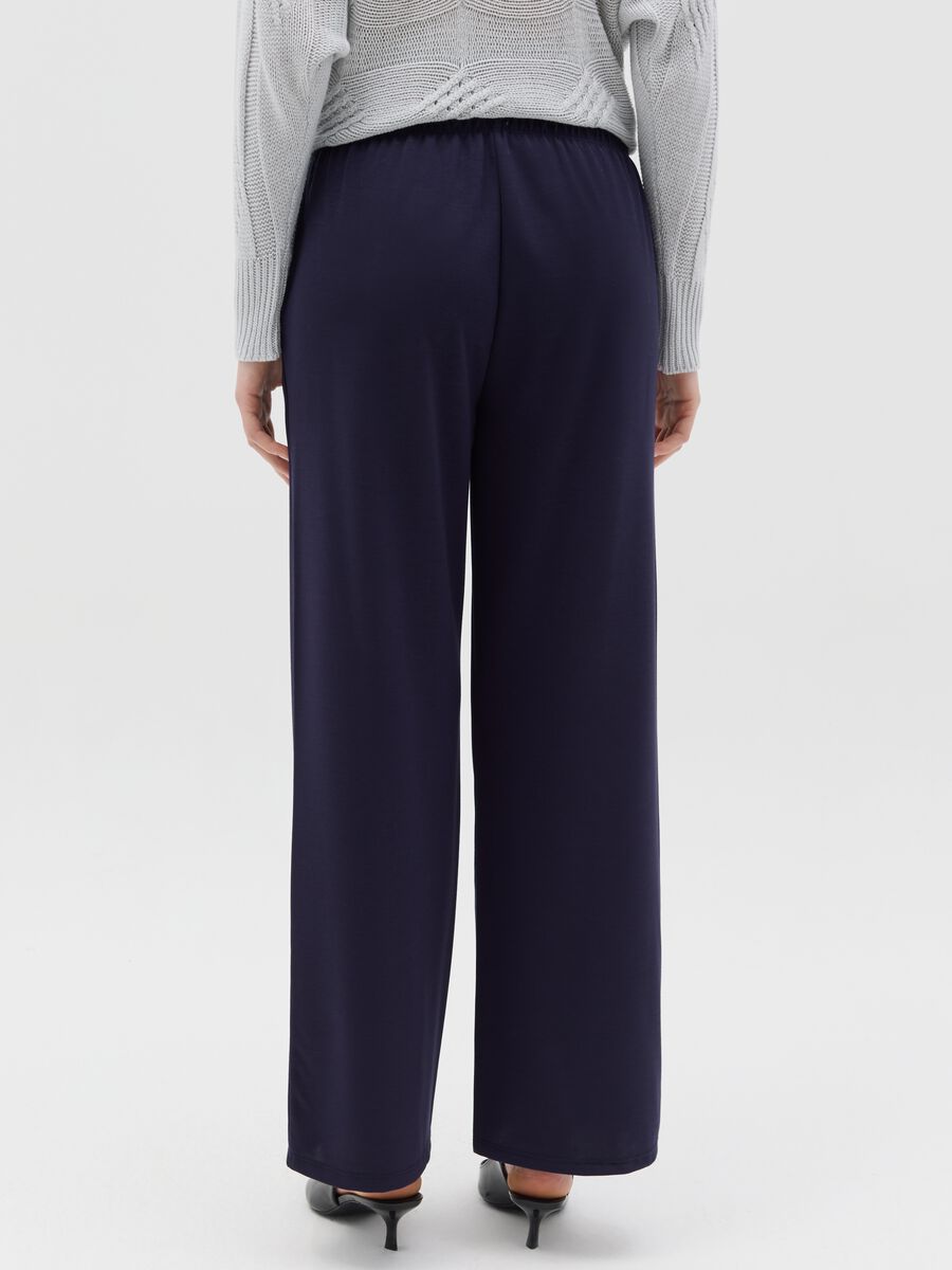 Blue wide-leg pull-on trousers_3