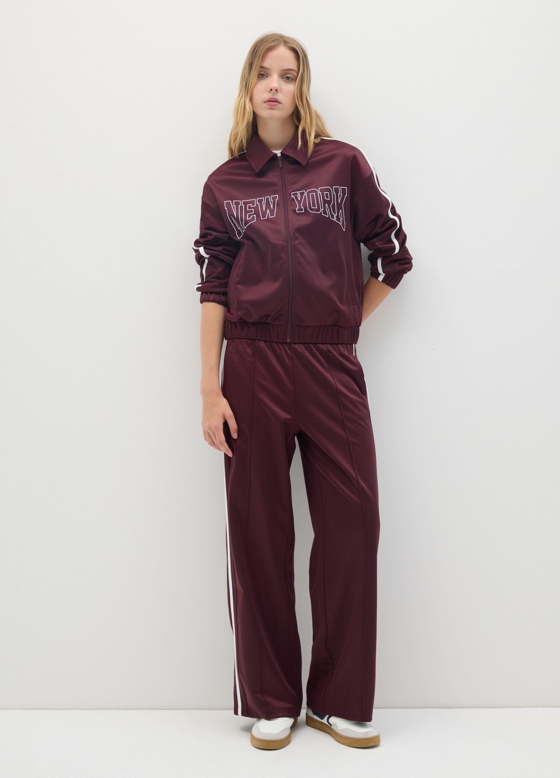 Felpa in misto cotone rossa regular fit con zip