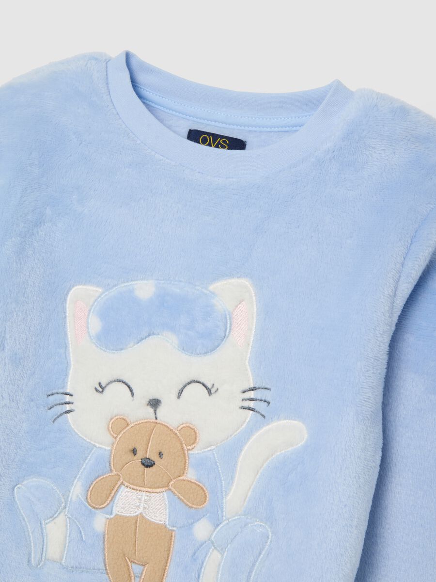 Girls' regular fit blue coral fleece pyjamas with print_2