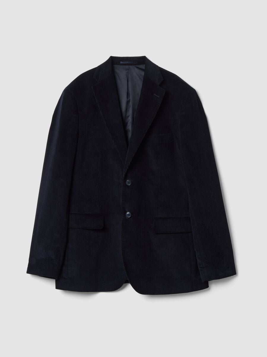 Blazer blu navy in puro cotone regular fit_0