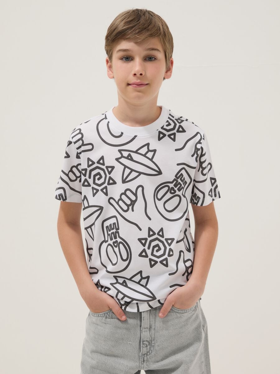 T-shirt bianca in puro cotone a maniche corte_1