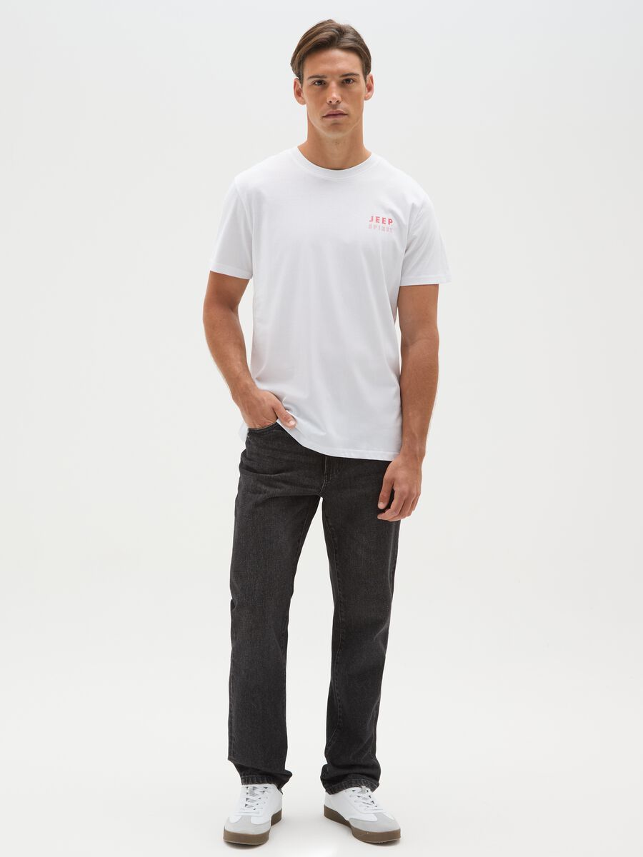 Men's pure cotton white regular fit T-shirt with print_1