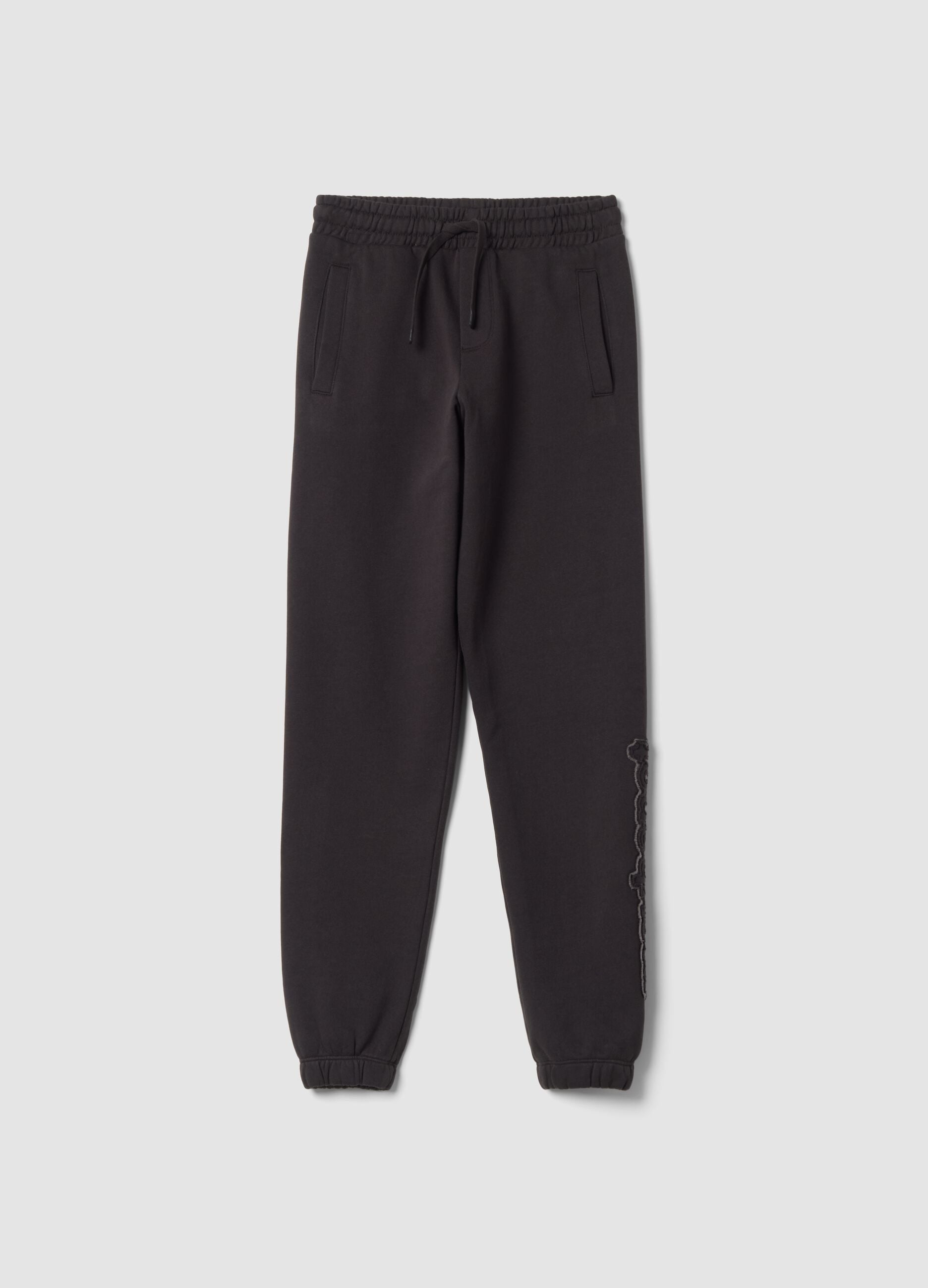 Pantaloni jogger grigi in puro cotone fleece comfort fit