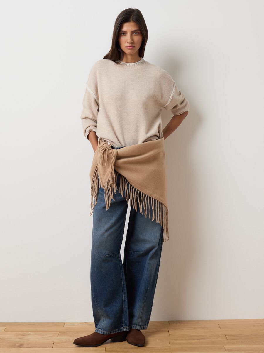Beige regular fit sweater_2
