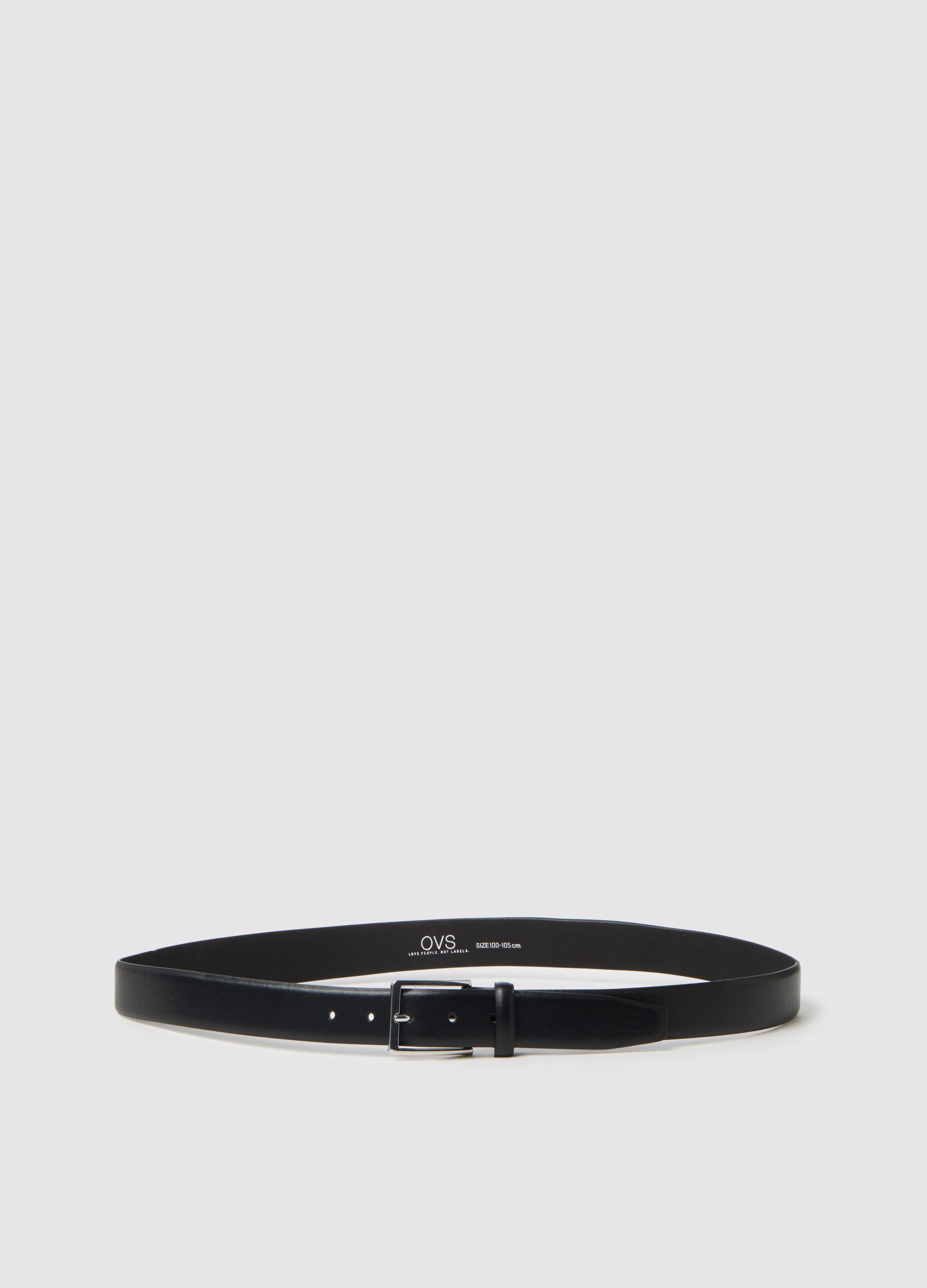 Black genuine leather belt