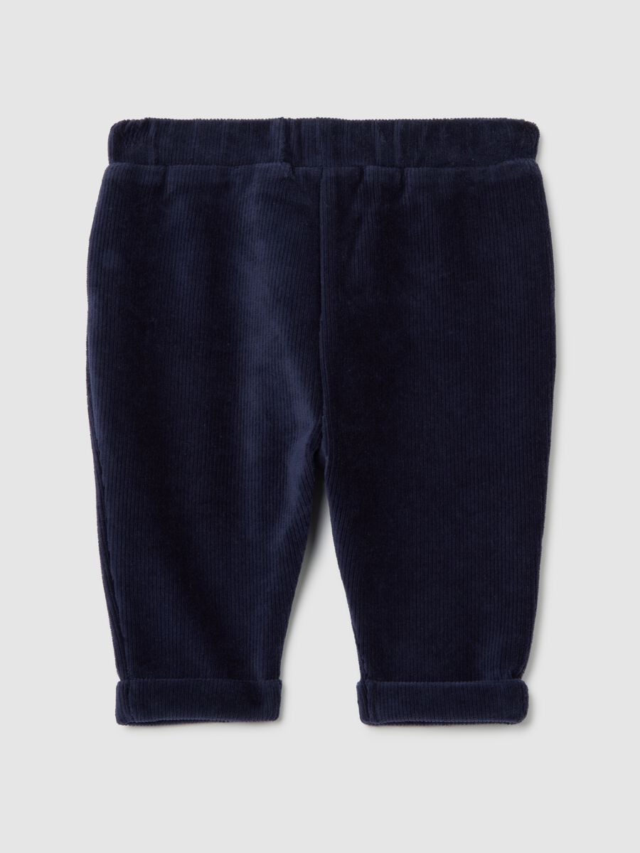 Infant blue cotton blend trousers with regular fit_1