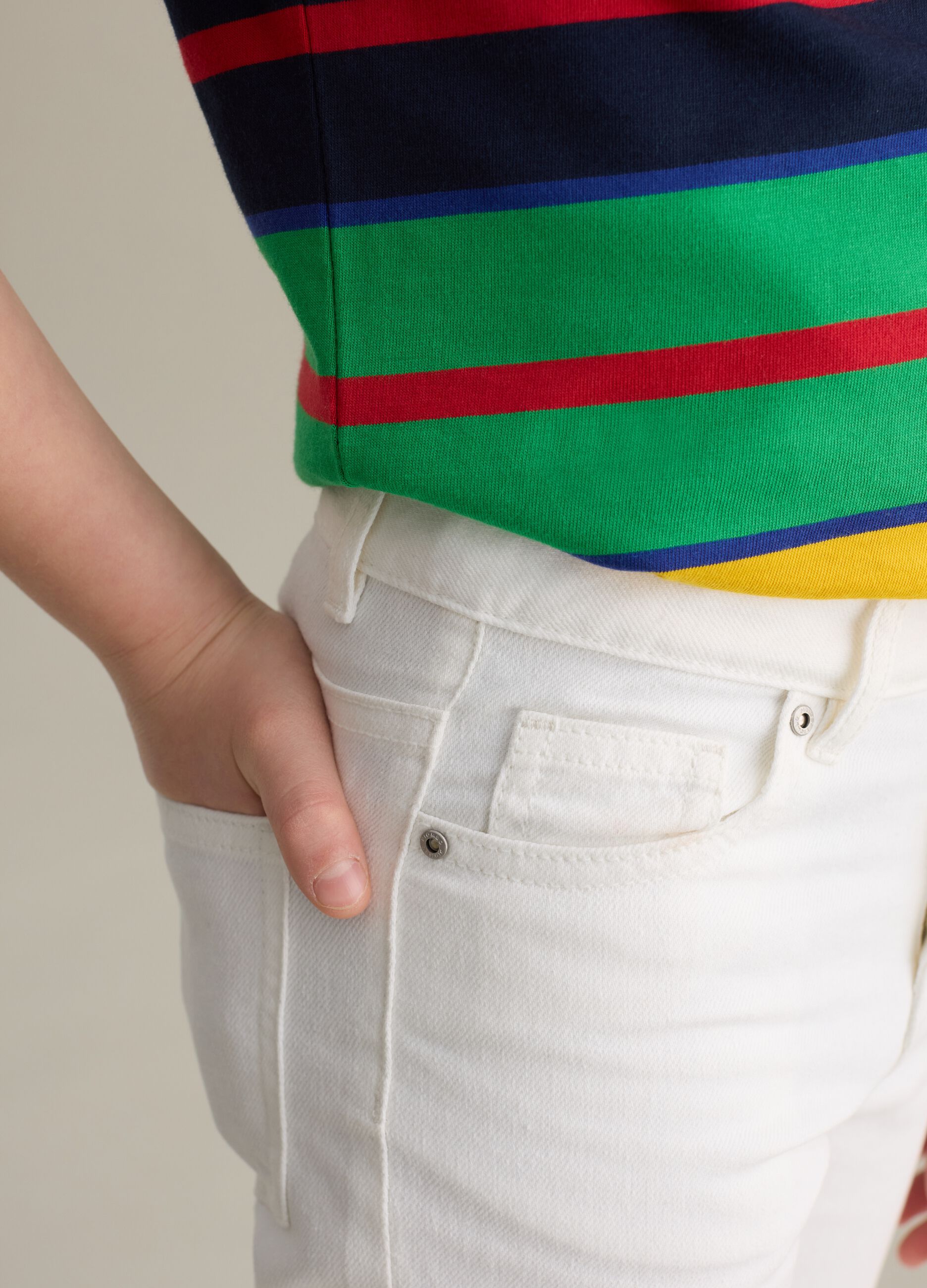 Cotton and linen trousers with five pockets