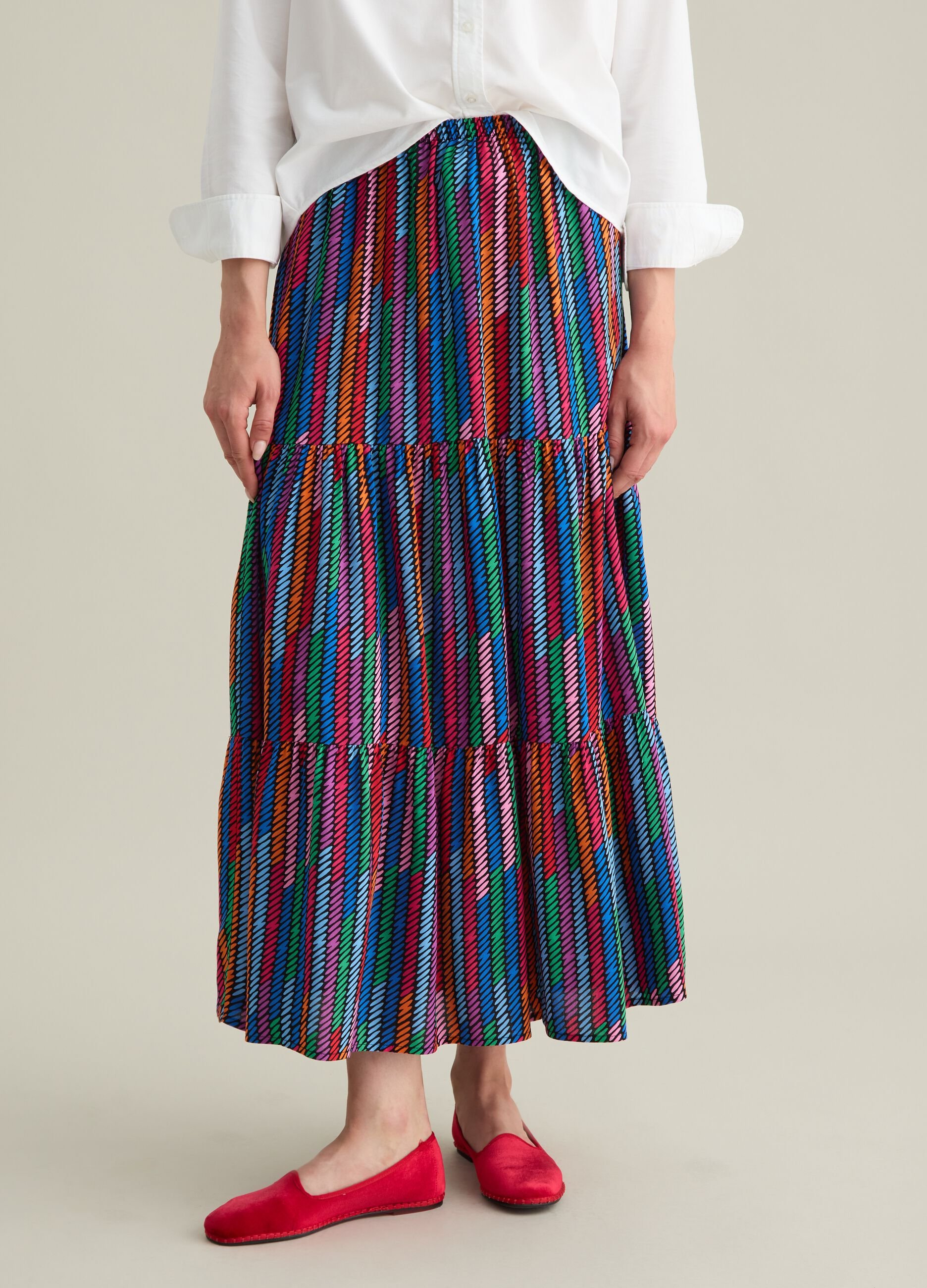 Women’s multicoloured long skirt in viscose with regular fit