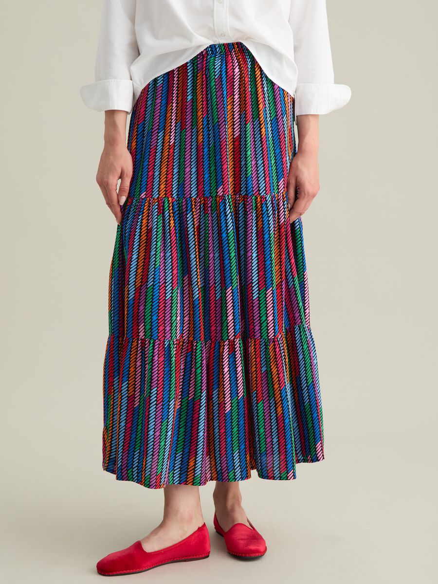 Women's Long Skirt in Multicolour Viscose Regular Fit_1