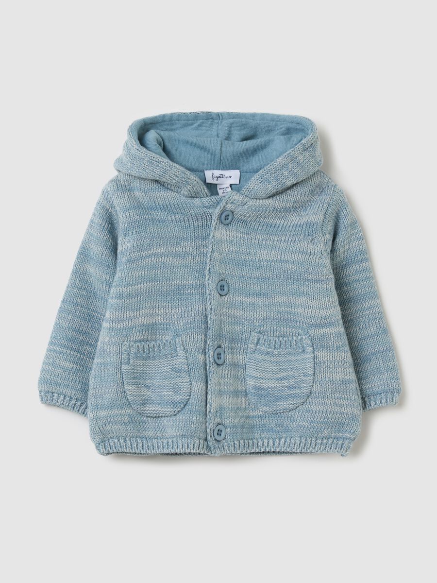 Mélange cotton jacket with hood_0