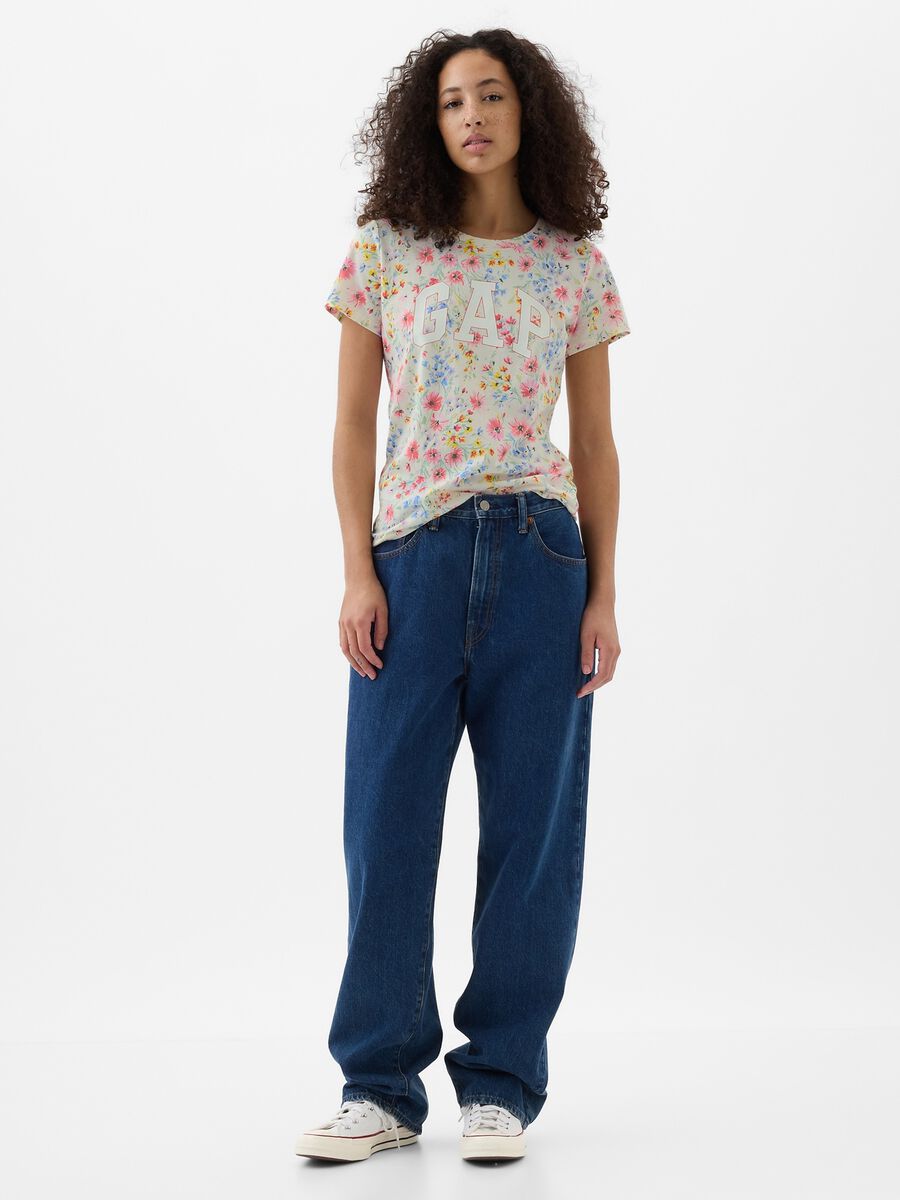 Floral T-shirt with logo print_0