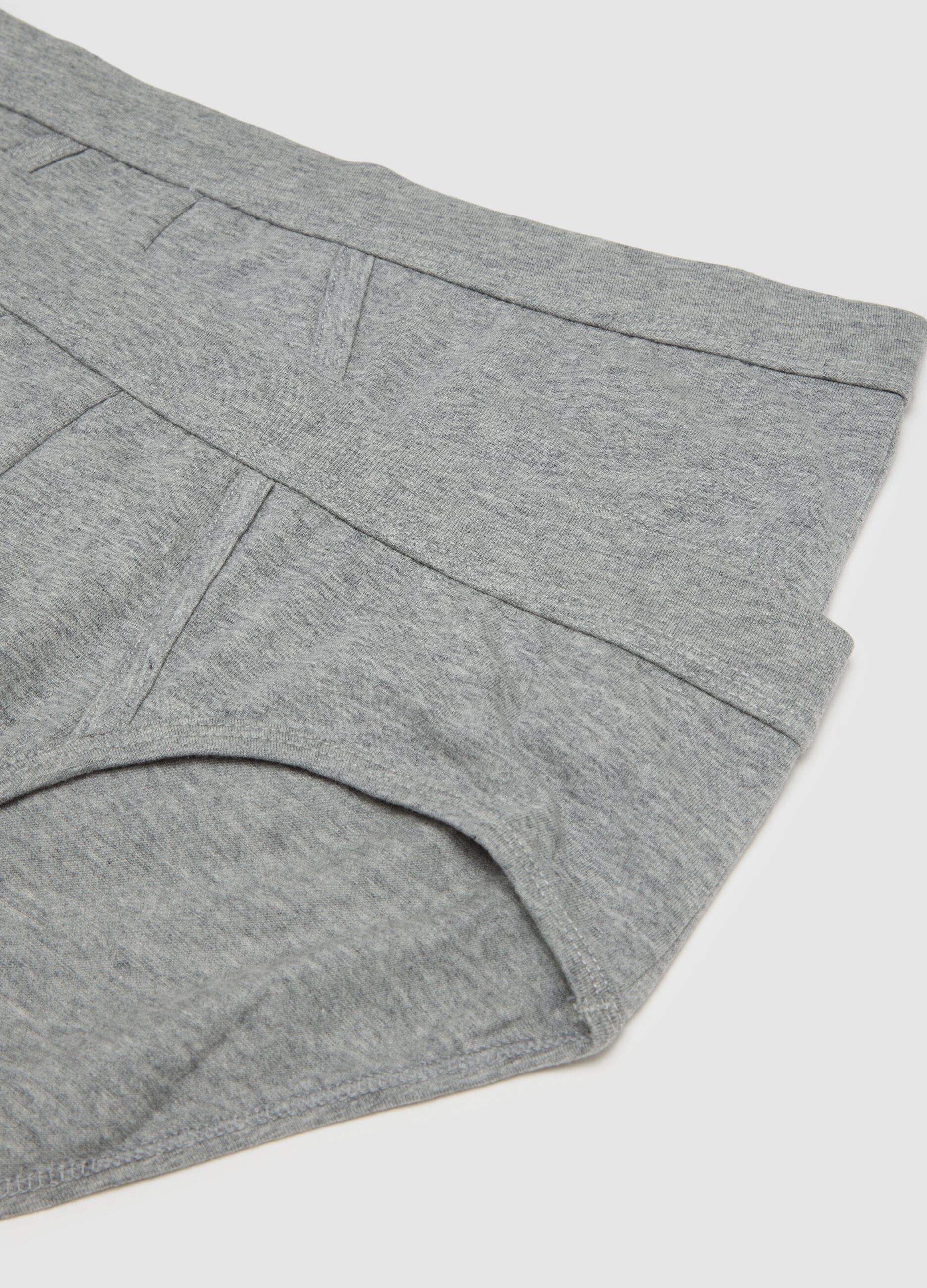Twin-pack elastic cotton grey briefs