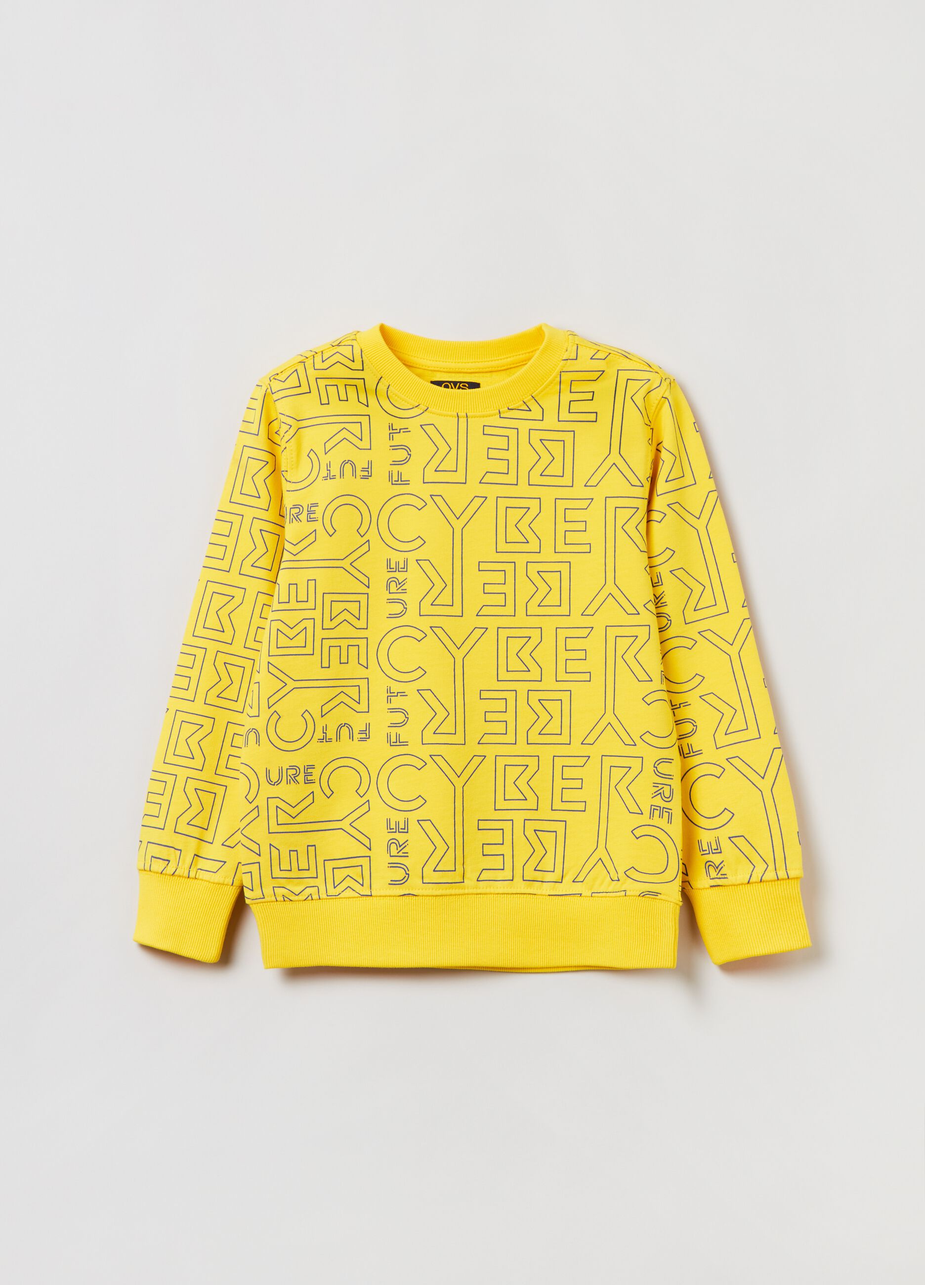 Felpa in cotone con stampa lettering_0