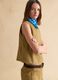 Brown Denim Sleeveless Blazer in Pure Cotton Regular Fit_0