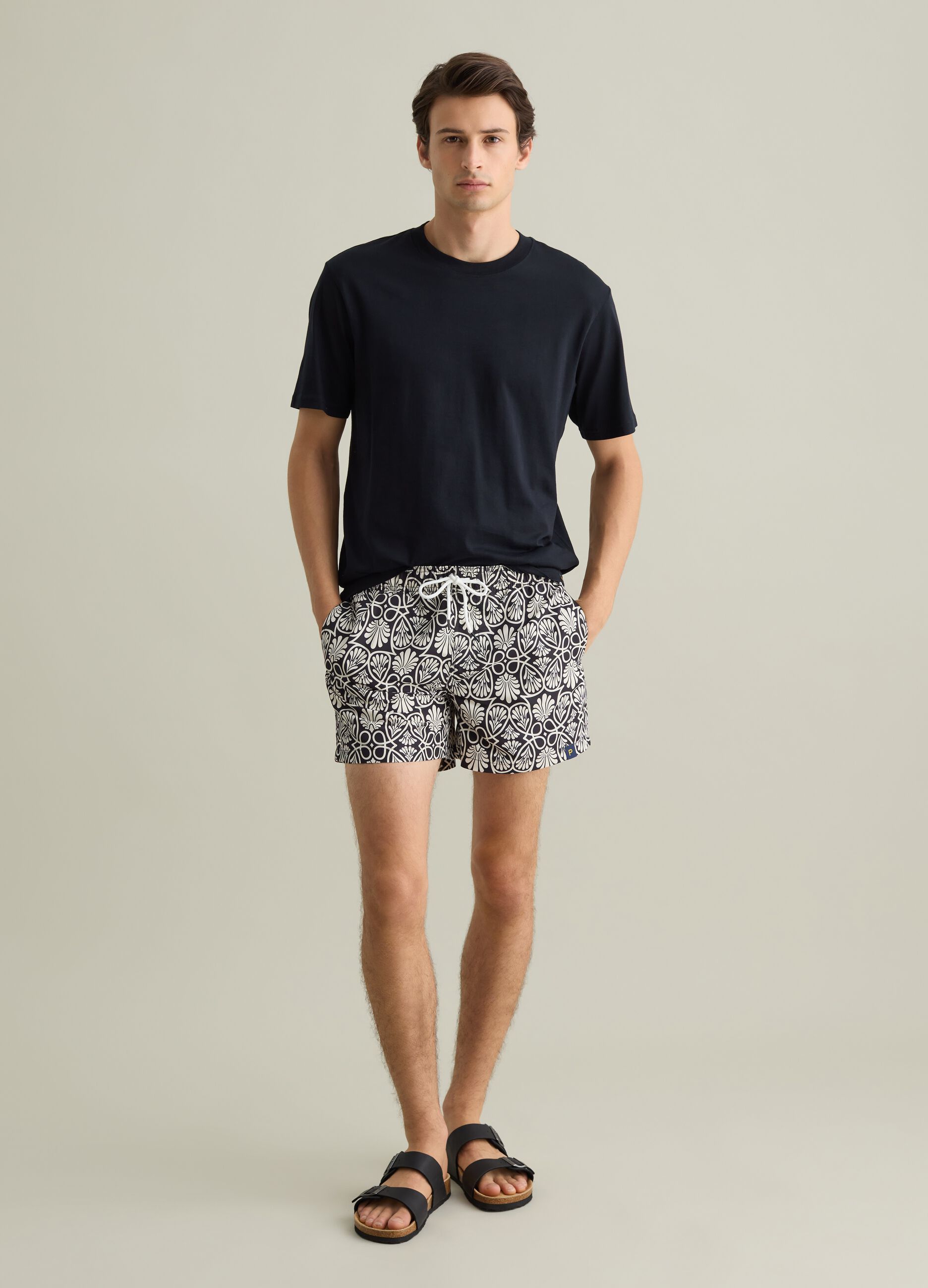 Boxer da uomo in tessuto multicolor con fantasia floreale regular fit