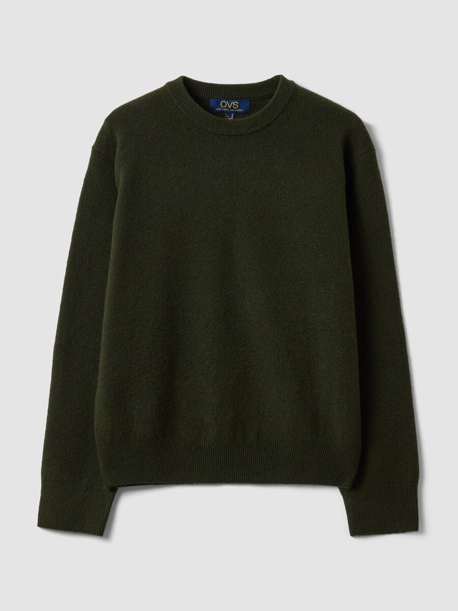 Maglia verde in lana elasticizzata a girocollo_4