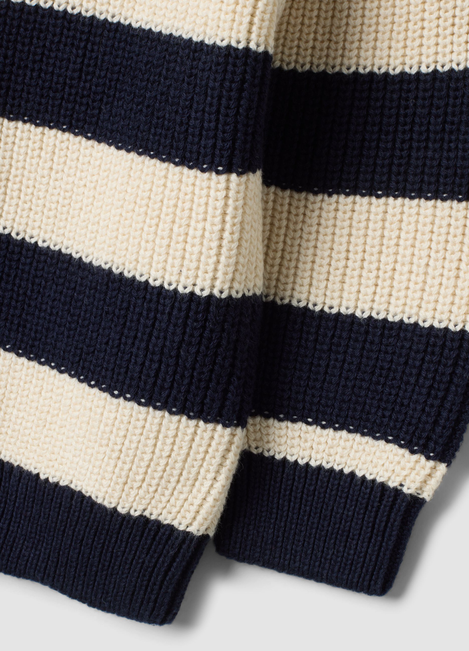 Maglia blu in puro cotone a righe con girocollo per bimbo