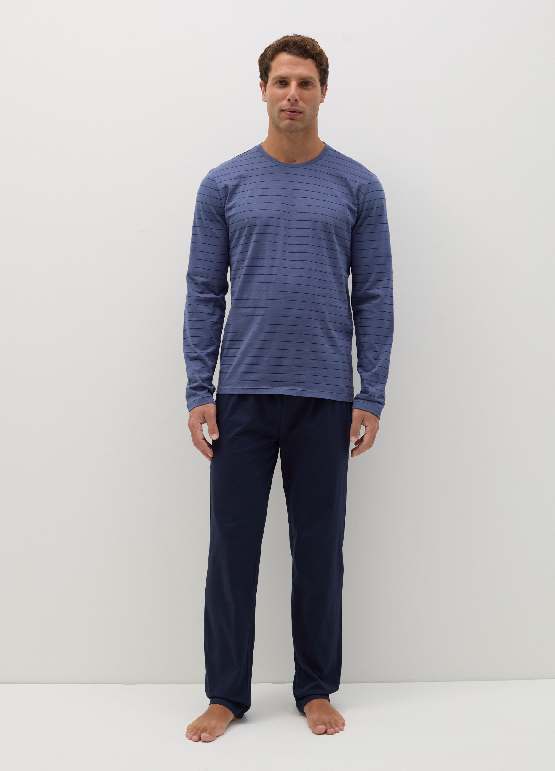 Cotton pyjamas with striped pattern