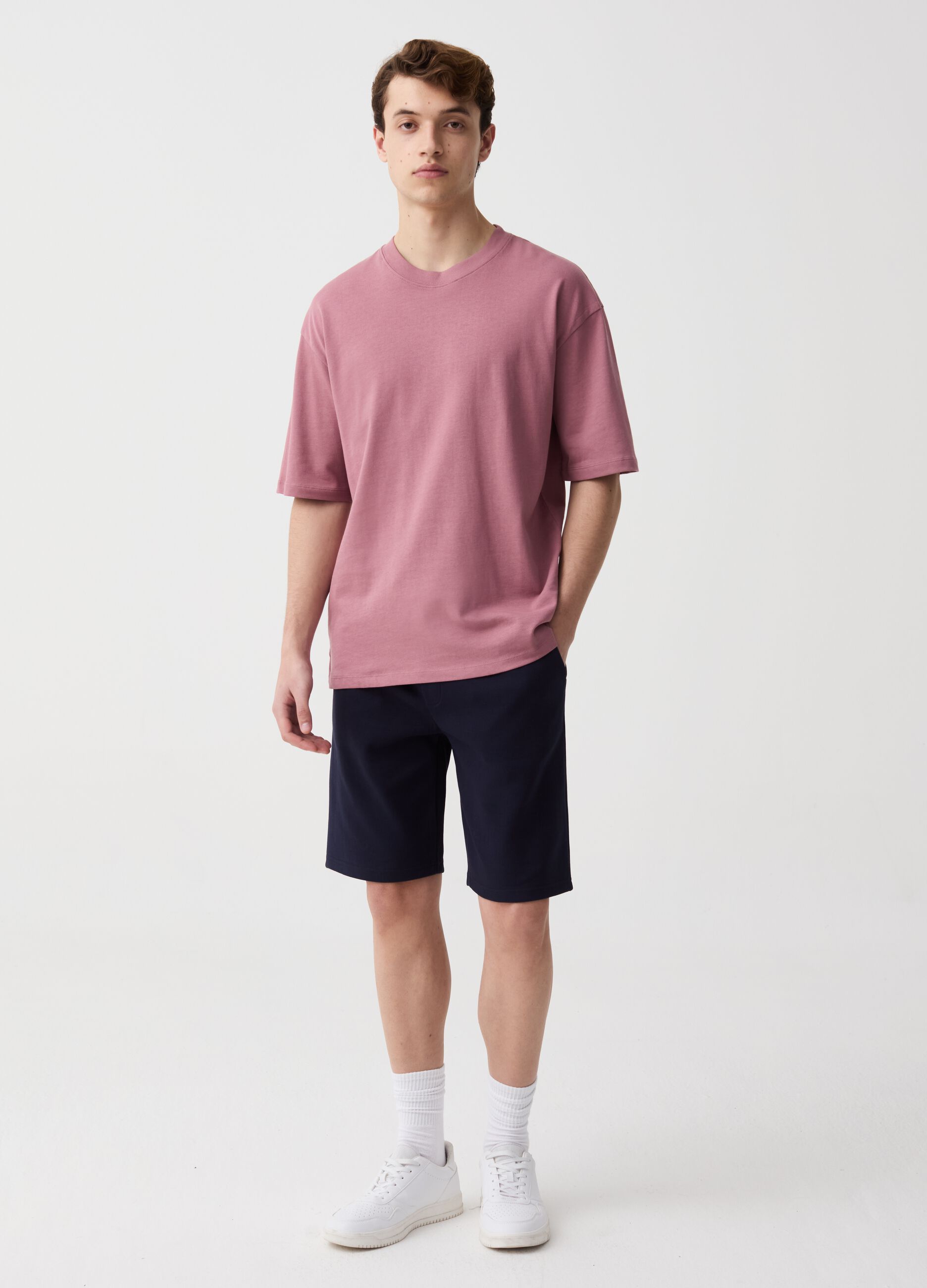 Bermuda jogger in felpa con coulisse