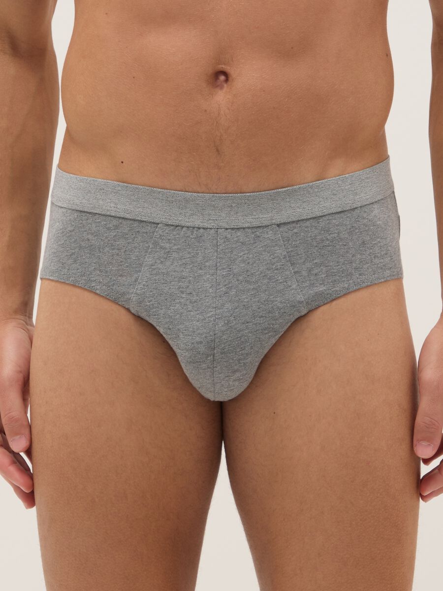 Triple pack of grey stretch cotton briefs regular fit_1