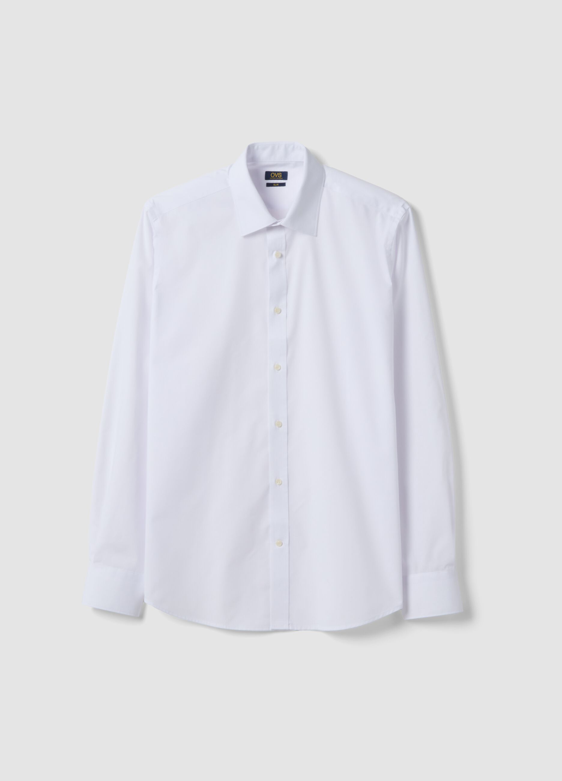 White Slim Fit Long Sleeve Shirt