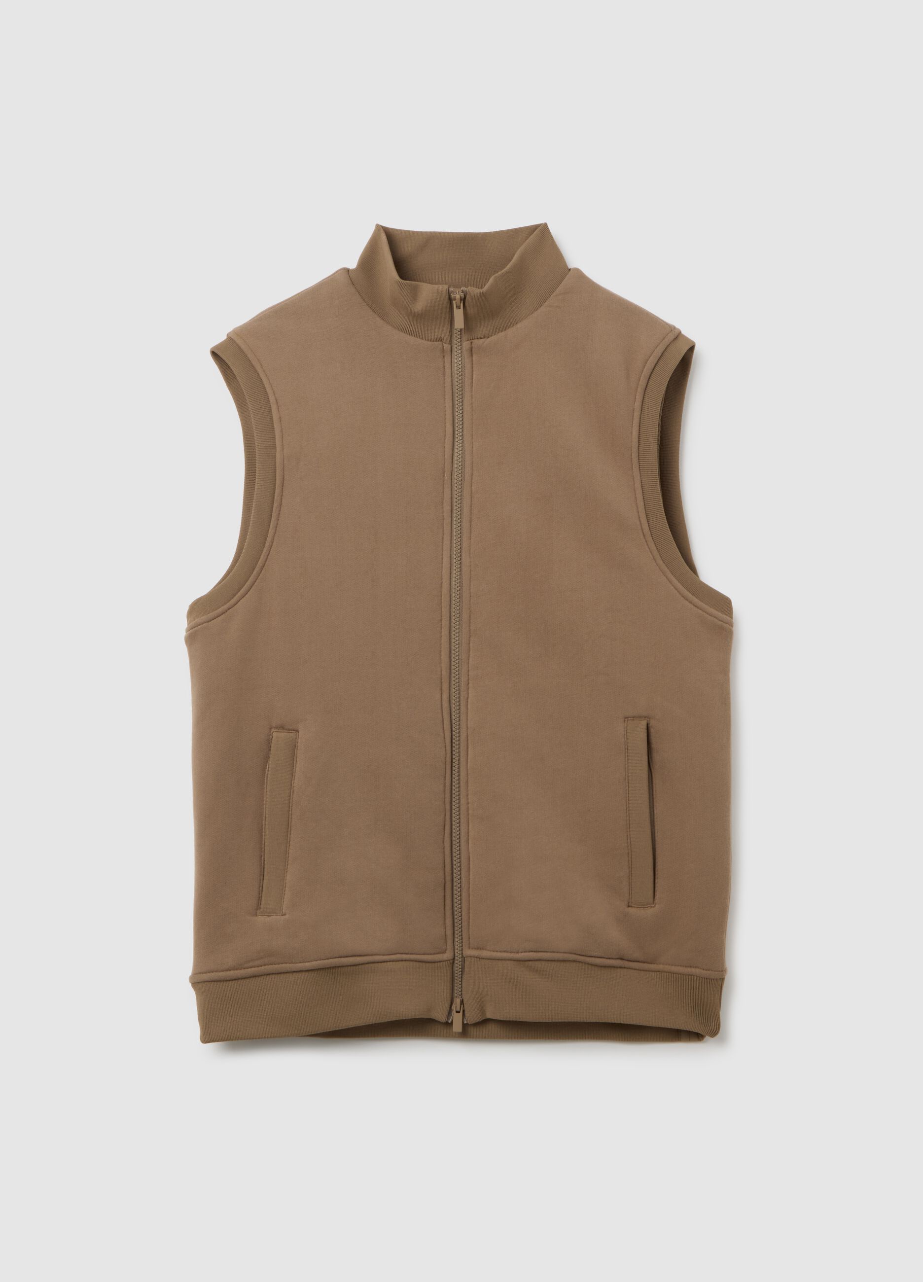 Gilet in puro cotone marrone regular fit