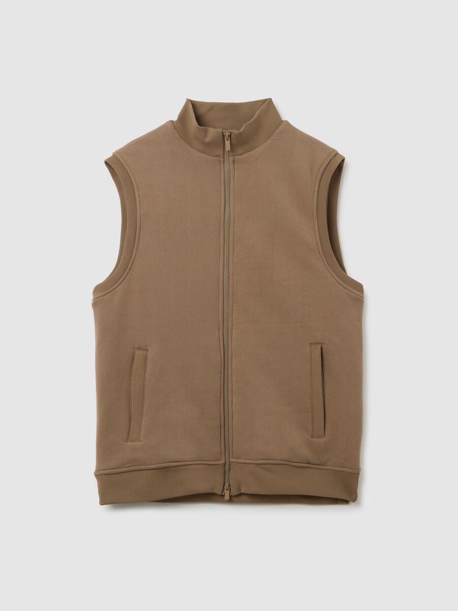 Gilet in puro cotone marrone regular fit_0